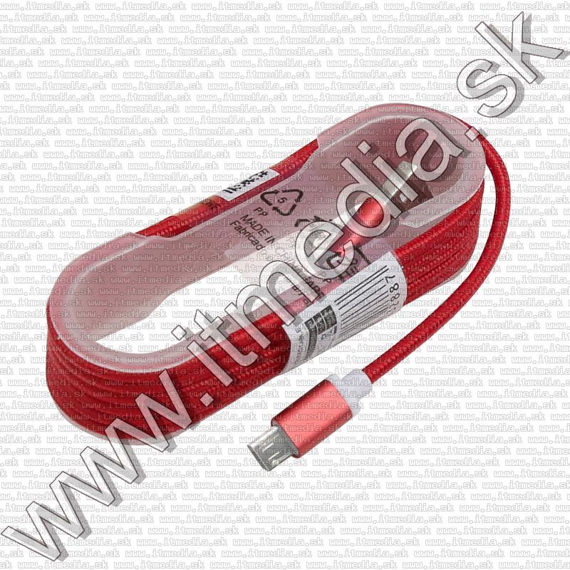 Image of USB - microUSB kábel 1.5m *Cipőfűző* *Hengeres* *Piros* (IT12014)