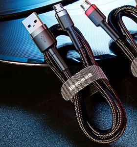 Image of Baseus USB - microUSB cable 1m (Uni-Dir) 2.4A Black-Grey (IT13712)