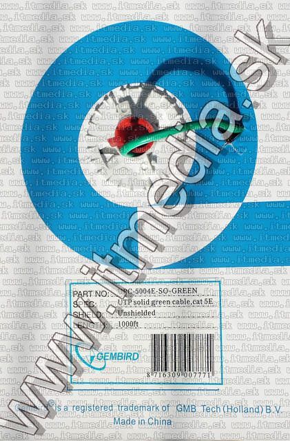 Image of Gembird UTP Patch (Network LAN) Cable Green Cat5e 305m (IT5844)