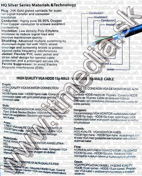 Image of HQ VGA (Monitor) Cable 3m ***silver*** *gold plated* (IT5438)