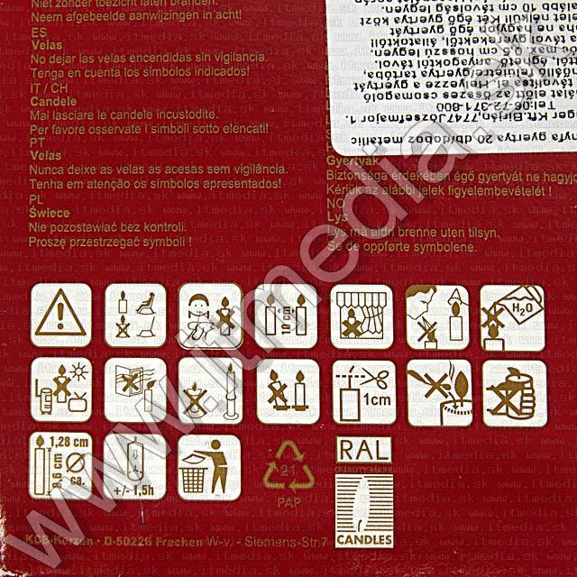 Image of Karácsonyi Gyertya 10cm *Arany* 20db (IT9323)