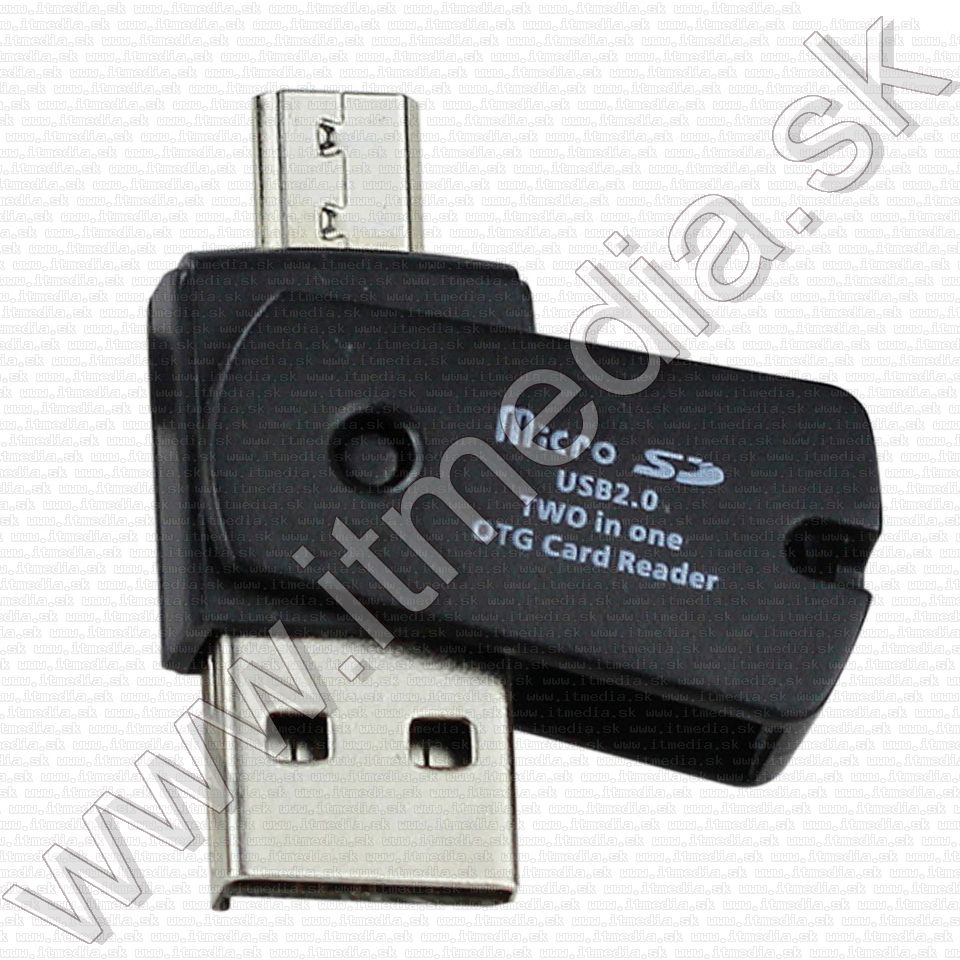 BULK microSD kártyaolvasó Tablet USB OTG (microUSB) kétvégű Fekete (IT14109) Image of BULK microSD kártyaolvasó Tablet USB OTG (microUSB) kétvégű Fekete (IT14109)