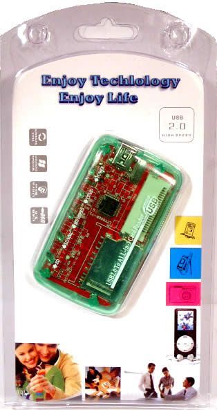 Image of Mini Memory Card Reader SD-CF-XD-MS *Green* (IT3213)
