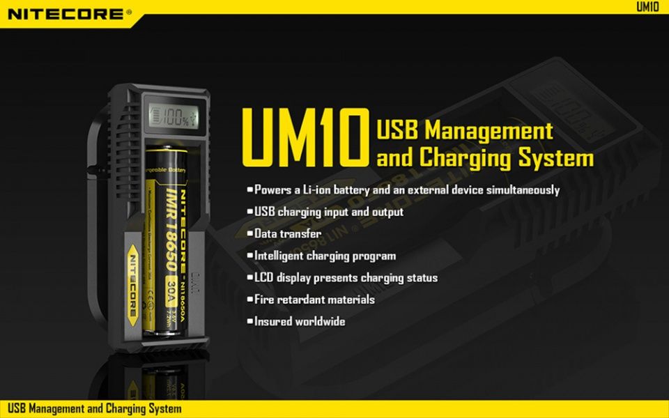 Image of Nitecore UM10 Battery Charger (Lithium Li-Ion IMR 18650) Bulk (IT12561)