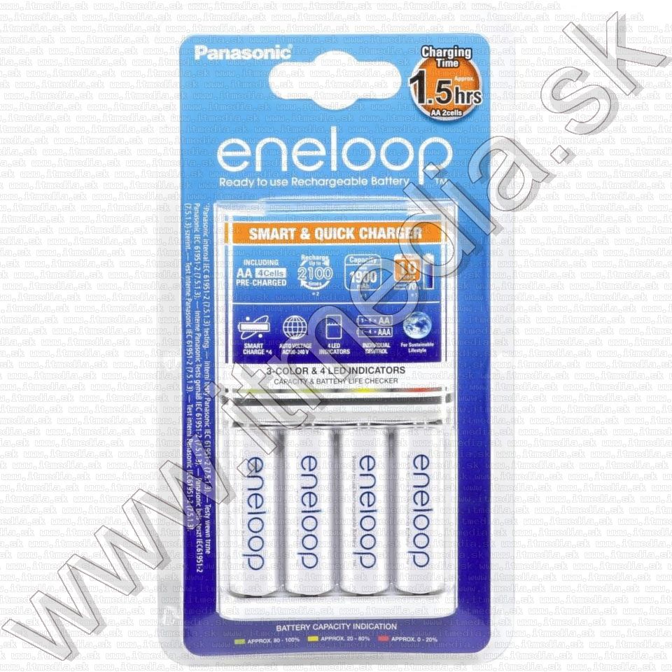 Panasonic Eneloop Smart&Quick Battery Charger +4xAA Eneloop 1900mAh (IT10483) Image of Panasonic Eneloop Smart&Quick Battery Charger +4xAA Eneloop 1900mAh (IT10483)