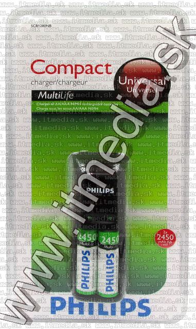 Image of Philips compact battery charger +2x AA gratis (IT5652)