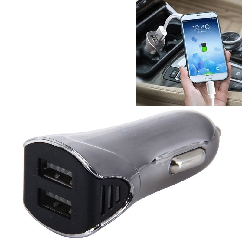 Image of Universal 12-24V Car charger Twin socket USB 3100mA *Silver* (IT13630)
