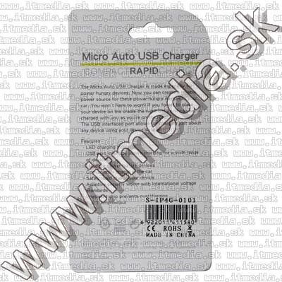 Image of Mini Universal-iPhone 12V USB charger *1A* Black INFO! (IT7998)