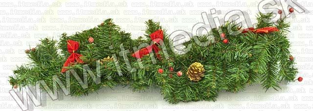 Image of Plastic Christmas Sprig Red Ribobn (IT5040)