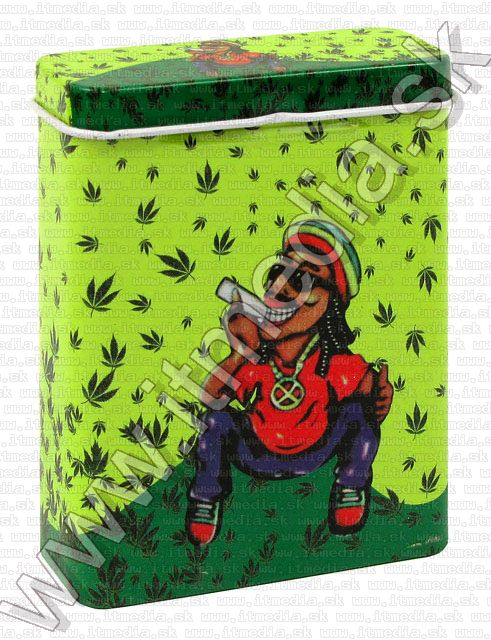 Image of Metal Cigarette Box 25x70x90mm *Rasta Ganja* (IT5825)