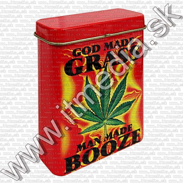 Image of Metal Cigarette Box 25x70x90mm *God made Grass* (IT8653)