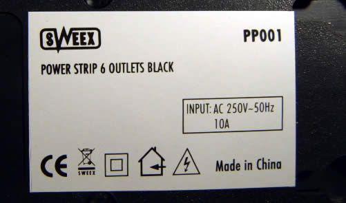 Image of Sweex Surge Protector Power Strip 6 Outlets (IT4009)