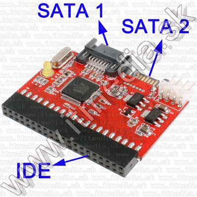 Image of IDE-SATA and SATA-IDE converter *Universal* 2-in-1 RED (IT7827)