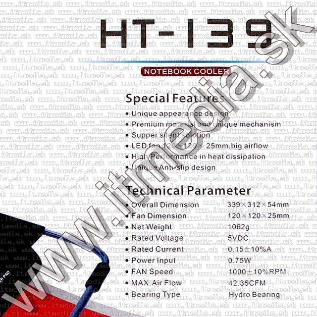 Image of Notebook cooler 12cm Fan (Z009) Metal Frame (IT7117)