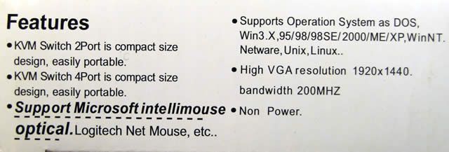 Image of KVM Data Switch (Monitor, Mouse, Keyboard) 4-port (IT4144)