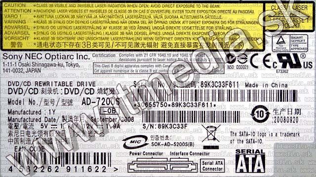 Image of NEC AD-7200S DVD Burner (SATA) (IT4628)