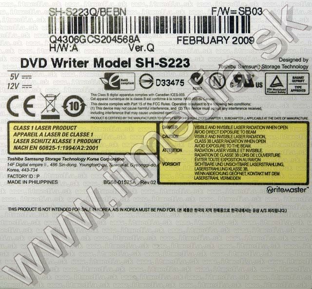 Image of Samsung SH-S223Q DVD Burner **LIGHTSCRIBE** S-ATA (IT3535)