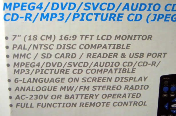 Image of RefleXion Portable DVD Player with 7inch display (IT3978)