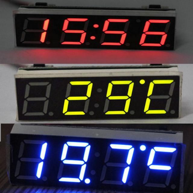 Image of LED-es voltmérő, hőmérő, digitális óra (12V) Piros (IT11023)