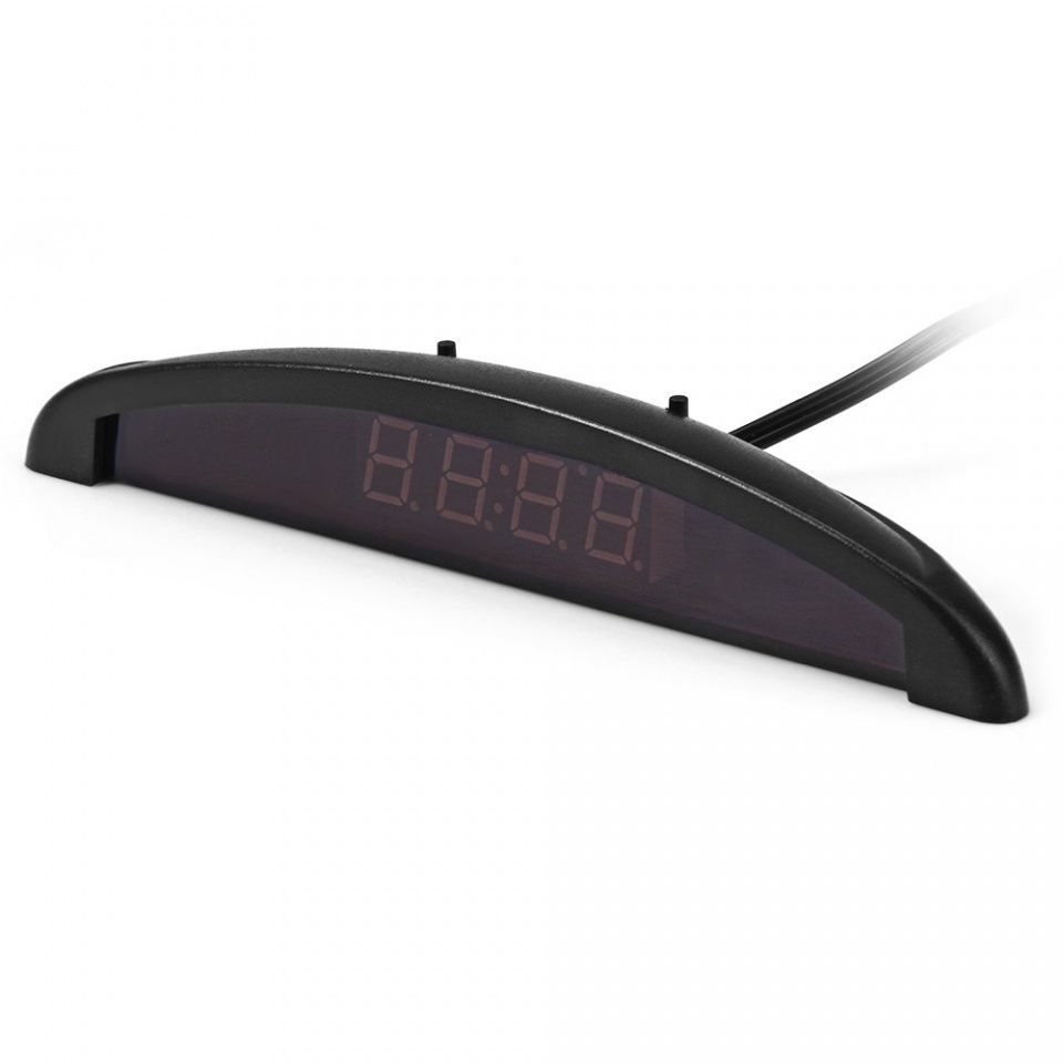 Image of LED-es voltmérő, hőmérő, digitális óra (12V) Piros V2 (burkolt) (IT12285)