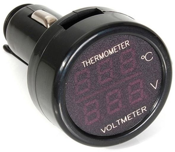 Image of Autós LED-es voltmérő, hőmérő (12V) Piros-Zöld (IT12684)
