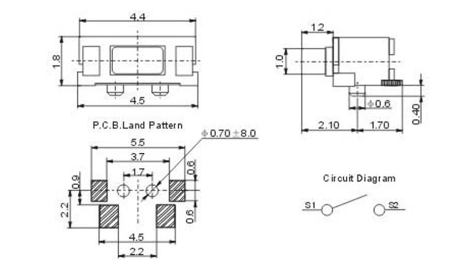 Image of Elektromos mikrokapcsoló *SMD* 2x4x3.5mm 90 fokos INFO! (IT14141)