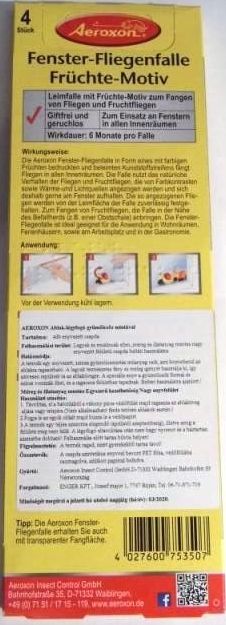 Image of Ablak légyfogó lap, gyümölcs mintás, 4 db-os csomag (IT11155)