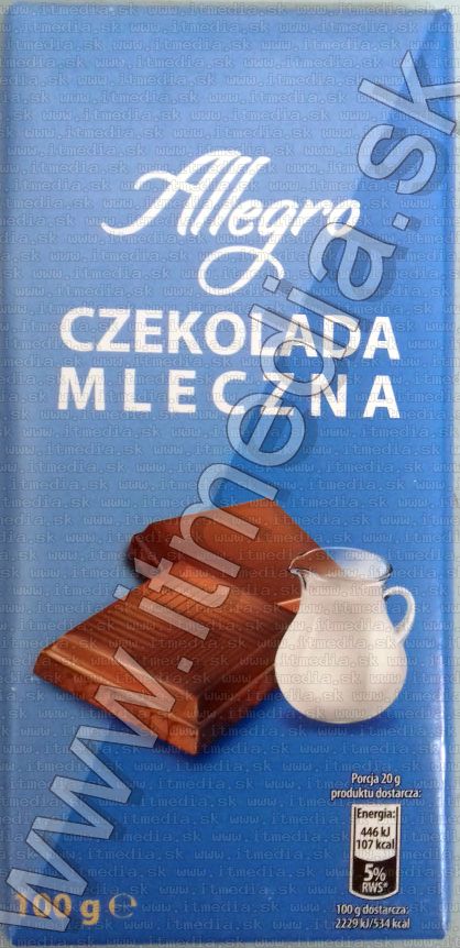 Allegro Milk Chocolate 100g (IT13919) Image of Allegro Milk Chocolate 100g (IT13919)
