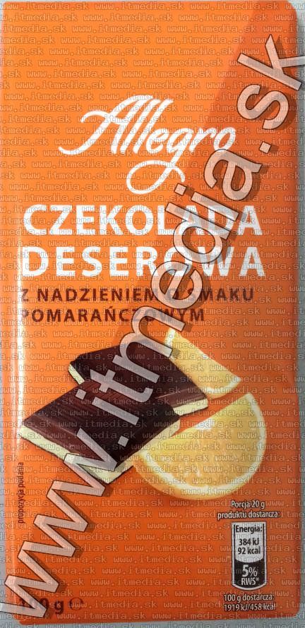 Allegro Orange Chocolate 100g (IT13916) Image of Allegro Orange Chocolate 100g (IT13916)