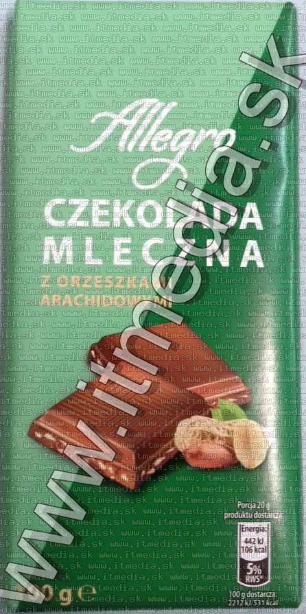 Allegro Milk Chocolate 100g Peanut (IT13918) Image of Allegro Milk Chocolate 100g Peanut (IT13918)
