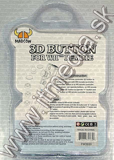 Image of MadCow *3D button* for Wii Remote (IT4911)