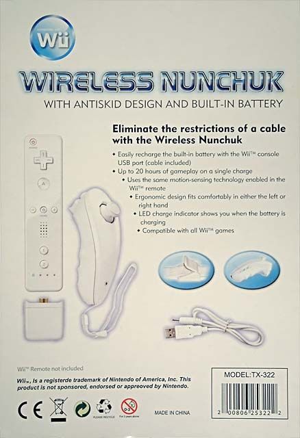 Image of Nintendo Wii Wireless Nunchuk Controller *Antiskid design* (IT4365)