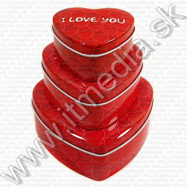 Image of Metal Box set Gift Pink Heart 3-set *RED* (IT8038)