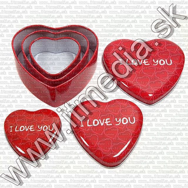 Image of Metal Box set Gift Pink Heart 3-set *RED* (IT8038)