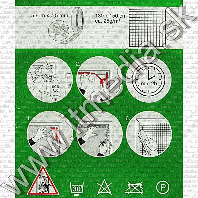 Image of Műanyag rovarháló 130x150cm méret (Tépőzáras rögzités) (fekete) (IT9103)