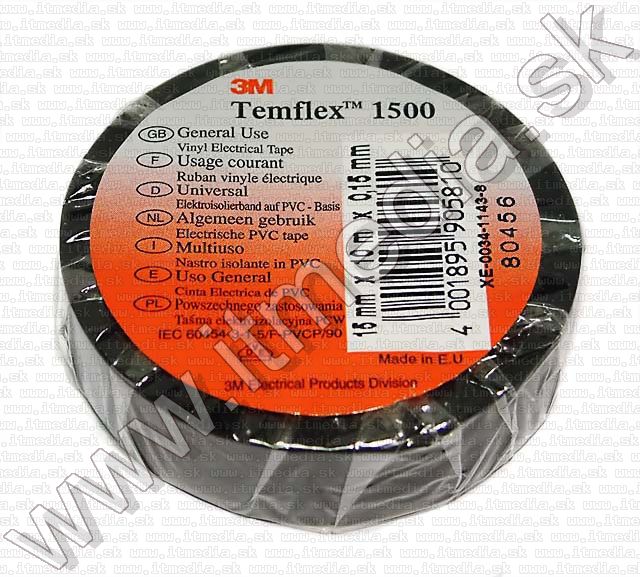Image of 3M Temflex 1500 Electrical Tape Black 15mm x 10m (IT4904)