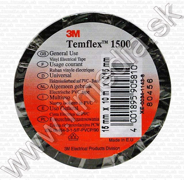 Image of 3M Temflex 1500 Electrical Tape Black 15mm x 10m (IT4904)