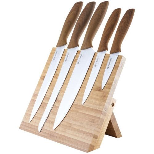 Image of Platinet Kitchen Knife 5-set With Magnetic Bamboo holder (IT14266)