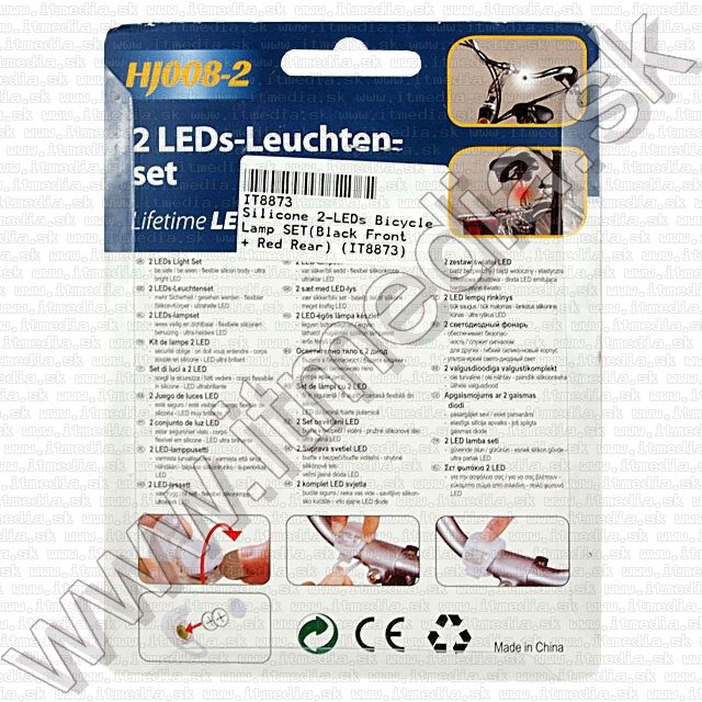 Image of Silicone 2-LEDs Bicycle Lamp SET(Black Front + Red Rear) (IT8873)