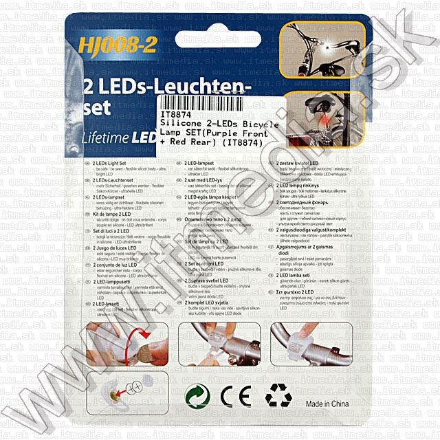 Image of Silicone 2-LEDs Bicycle Lamp SET(Purple Front + Red Rear) (IT8874)