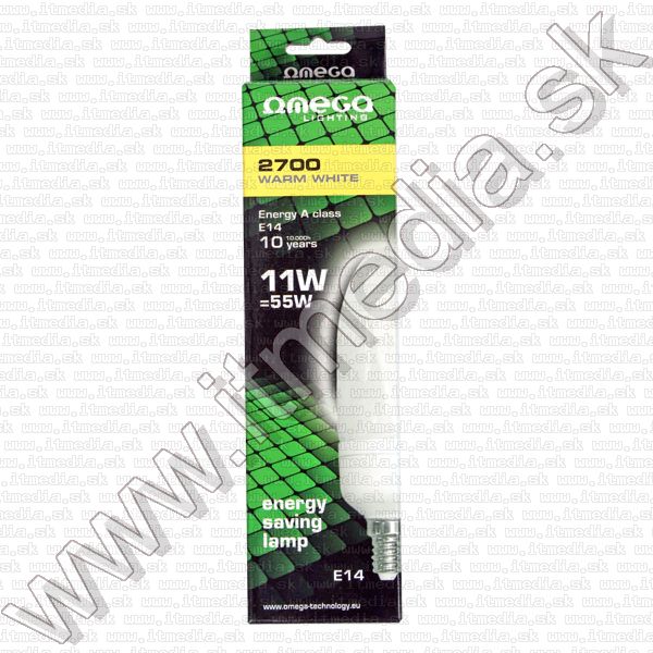 Image of Omega Energy Saving Lamp *E14* *Candle* 11W Warm White (50W) (IT8049)
