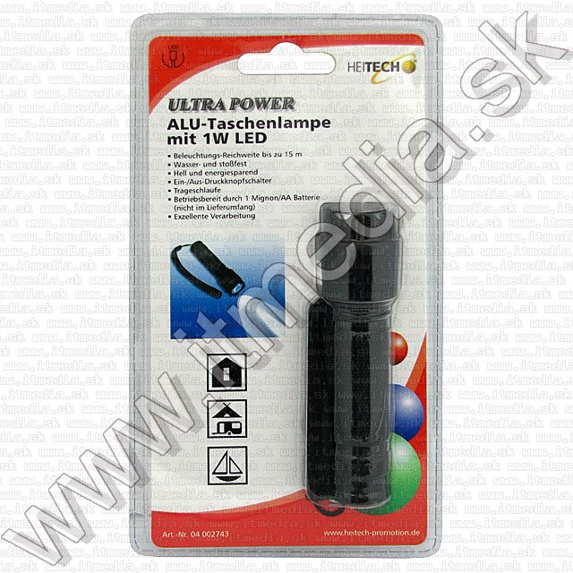 Image of Heitech High Power LED Flashlight 1w *ALU* (IT7039)