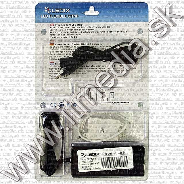 Image of Ledix Vízálló LEDes fényfüzér, vezérlővel, tápegységgel RGB 5m (IT7601)