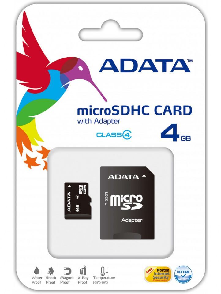Image of Adata microSD-HC Secure Digital card 4GB class4 (IT13801)