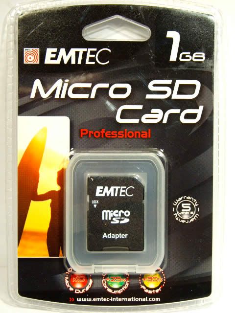 Image of Emtec microSD Secure Digital card 1GB (IT3374)