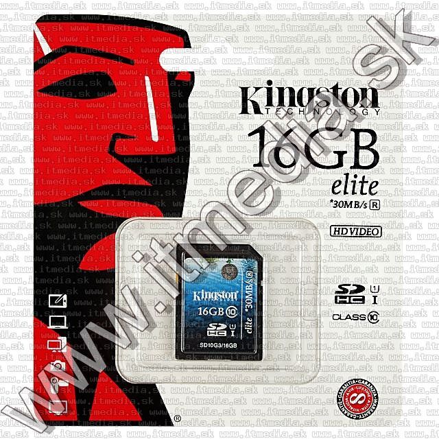 Image of Kingston Secure Digital (SD-HC) card, 16GB info! Class10 G3 (IT8868)