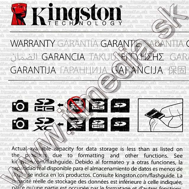 Image of Kingston Secure Digital (SD-HC) card, 16GB info! Class10 G3 (IT8868)