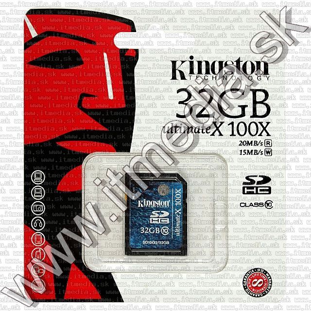 Image of Kingston Secure Digital (SD-HC) card, 32GB info! Class10 G2 (IT8750)