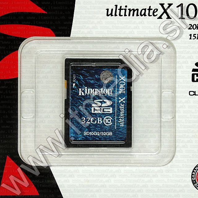 Image of Kingston Secure Digital (SD-HC) card, 32GB info! Class10 G2 (IT8750)