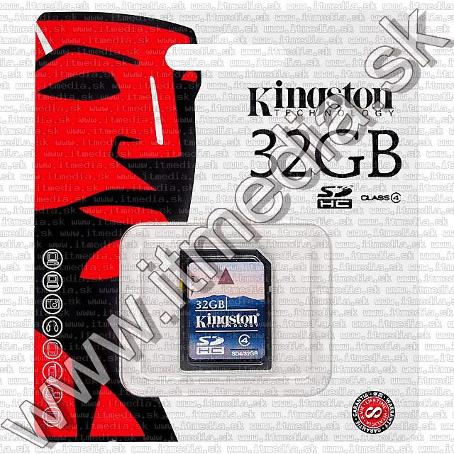 Image of Kingston SD-HC card, 32GB info! Class4 (IT7403)